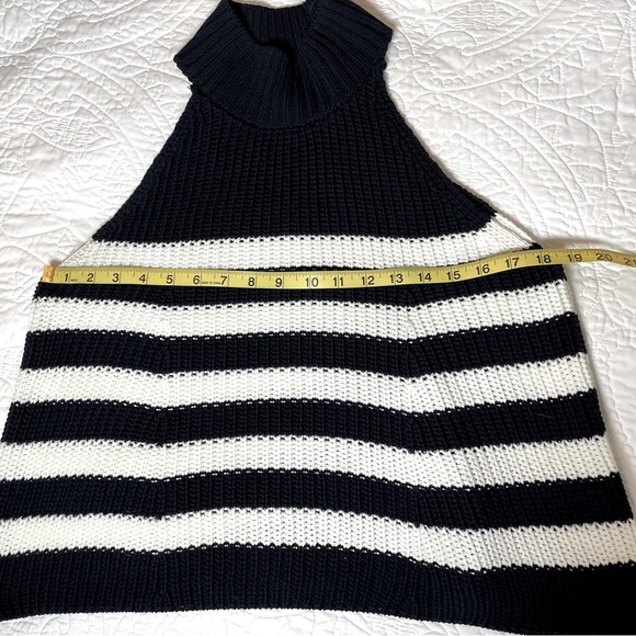 Anthropologie Pilcro Mock Neck Swing Sweater Tank Navy+White Stripe Size Small - Picture 5 of 9